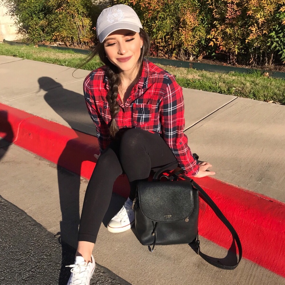 Plaid button down long sleeve shirt